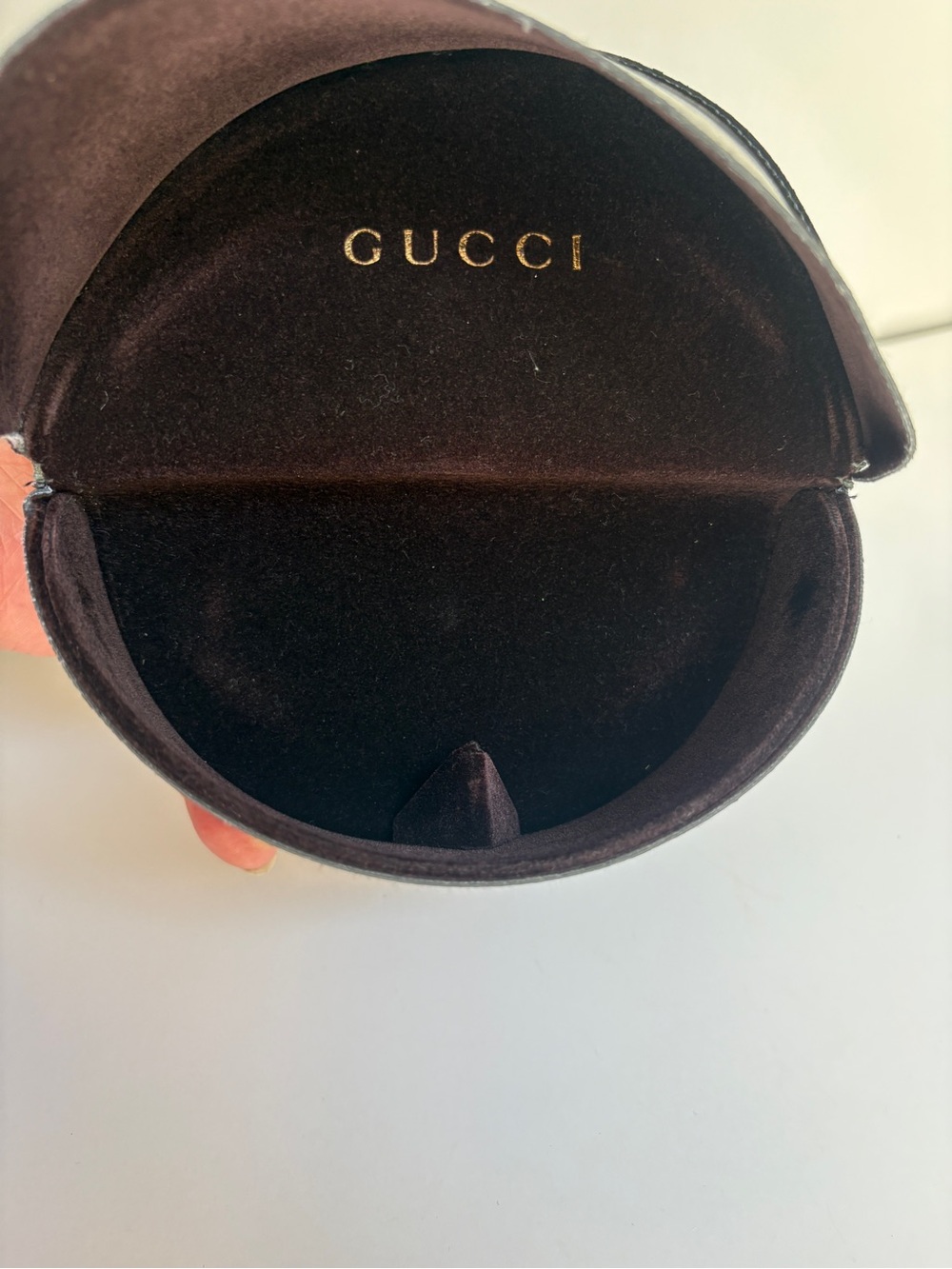 Gucci Brown Velvet Sunglasses Case with Gold Logo